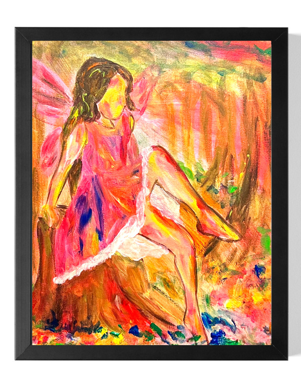 Guajardo Original Art: Fantasy Forest Fairy 14X11 Canvas Signed Impressionism