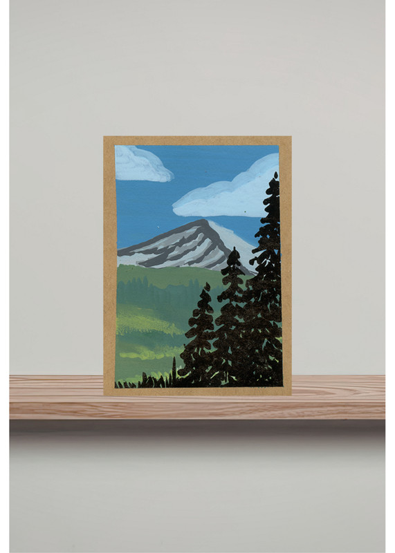 ACEO/ ATC Mountain View Trees Forest Acrylic Marker OOKA Painting gallery