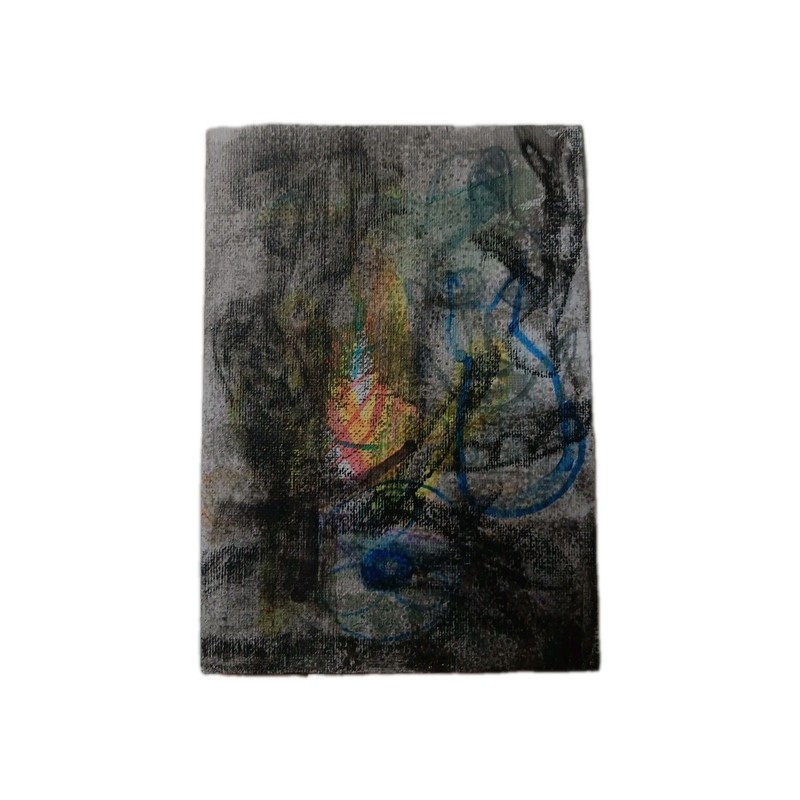 Vintage Original Painting Art Informel Brut Mixed Media Abstract Signed Leeroy