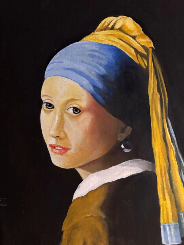 Vermeer copy of «Girl with Pearl Earring» on 18 x 24 canvas by R.W.Weiss