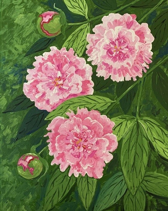 8×10 Peony Ryta print of painting feng shui wealth good luck flower art Spring