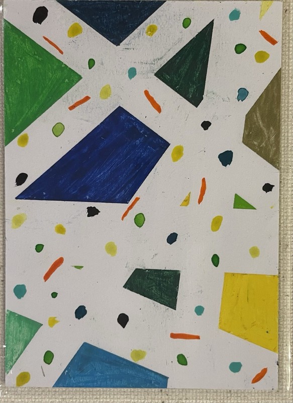 ACEO Original Abstract Geometric Shapes Acrylic Painting on Paper 2.5×3.5