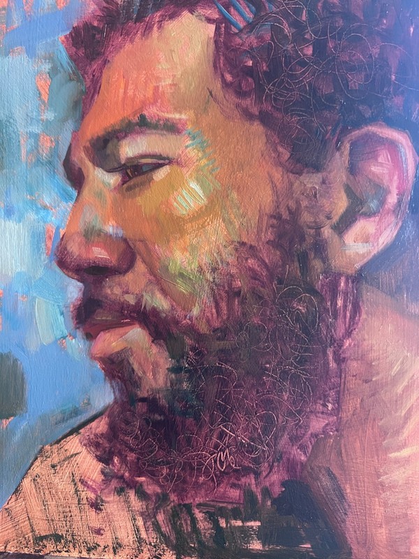 Original Oil Portrait African- American Bearded Black Man Contemporary Realism gallery