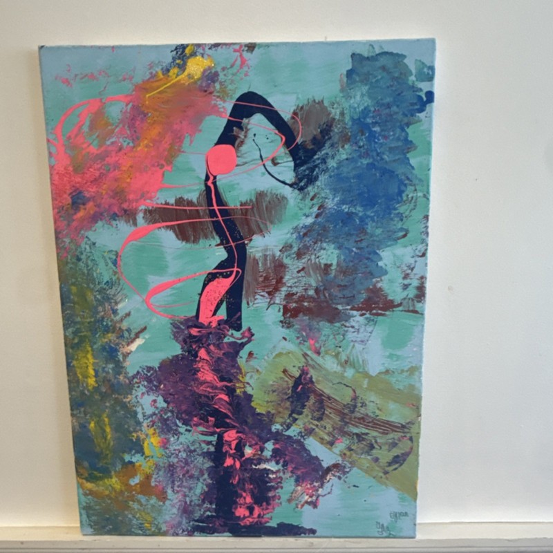 dylan original abstract acrylic painting on canvas medium size art theme signed