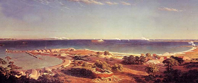 Huge Oil painting Albert Bierstadt – The Bombardment of Fort Sumter landscape