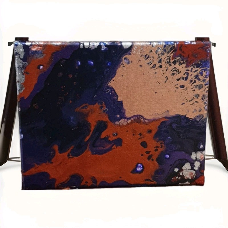 Original 8"x10" Abstract Acrylic Fluid Art Pour Signed Painting (See Video) gallery