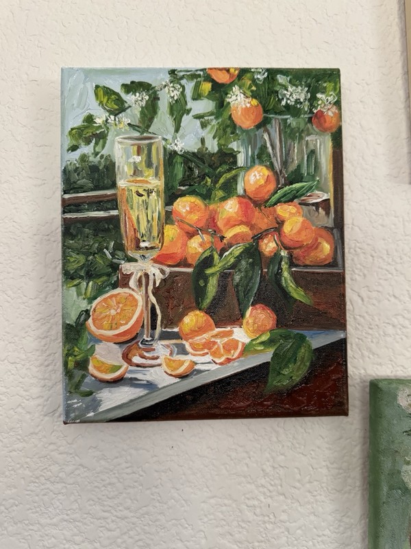ORIGINAL OIL PAINTING STILL LIFE ORANGES VIBRANT ON STRETCH CANVAS SIGNED 8x10 gallery