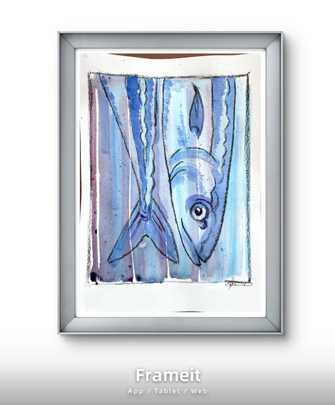 Purple Fish and Tail Painting By Alannah Dyer- Acrylic 9×12 in Beautiful Fishing