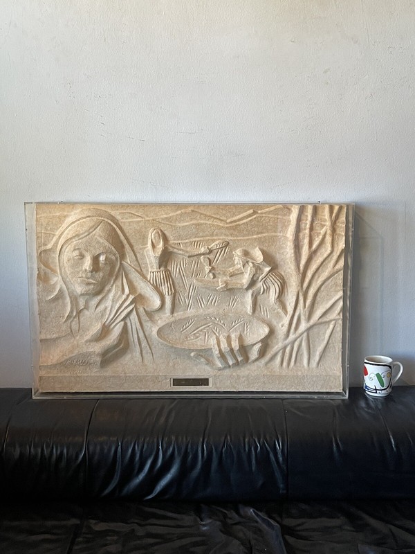 STEVEN L RIEMAN VINTAGE MODERN WALL SCULPTURE FIGURATIVE ABSTRACT INDIAN WOMAN gallery