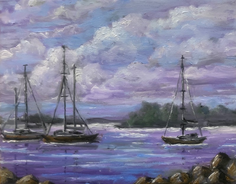 LAKE MEDITATION Original Oil Landscape Painting Small Wall Art Ready to Hang