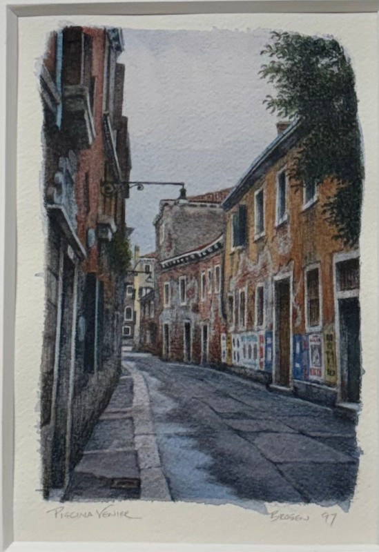 Original FREDERICK BROSEN 'Piscina Venier' VENICE Architecture Realism PAINTING gallery