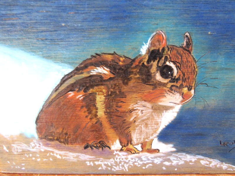 Original Wood Burning Art - Chipmunk Painting 11.25" x 8" gallery