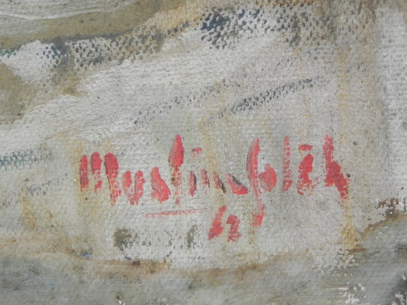 Vintage Indonesian art market painting 1962 by Muslim Saleh 1927- gallery