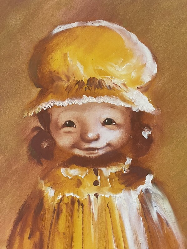 Vintage Signed One Of A Kind Original Girl W/ Doll DIANNE DENGEL Painting 20x15 gallery