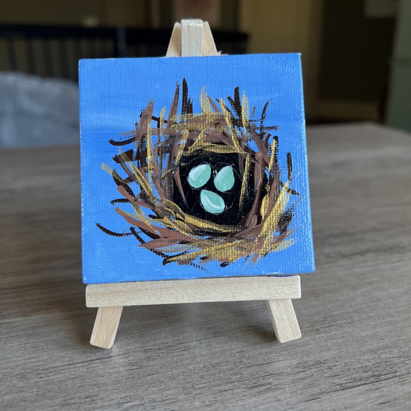 Bird,nest,spring,Easter,original,miniature Painting,small,mini, gallery