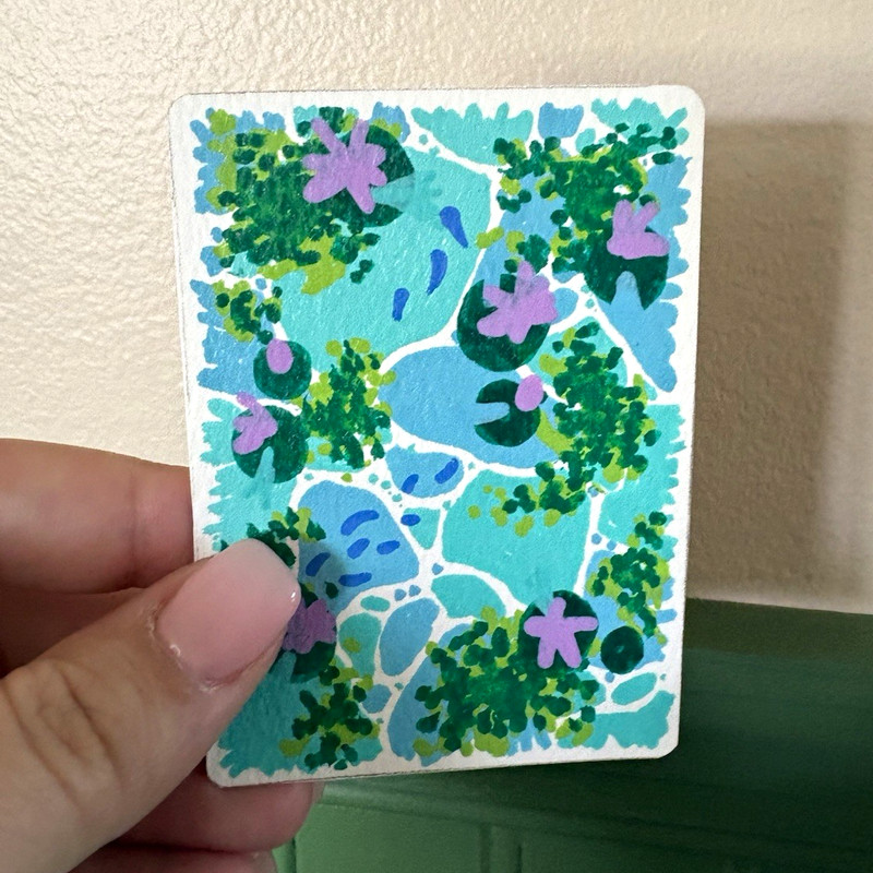 Handcrafted Floral Greeting Card with Botanical Art Floral Border Front
