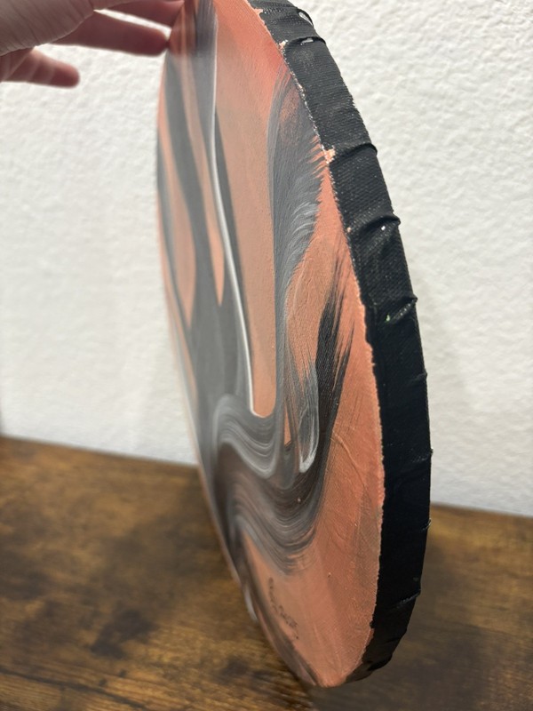 Abstract Desert Wind Painting, Round Canvas Art blind artist made gallery