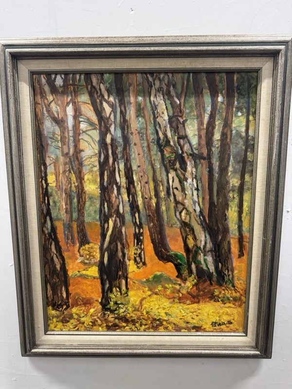 ORIGINAL VINTAGE ART EXPRESSIONIST IMPRESSIONIST VAN GOGH STYLE NATURE SGND FRMD gallery