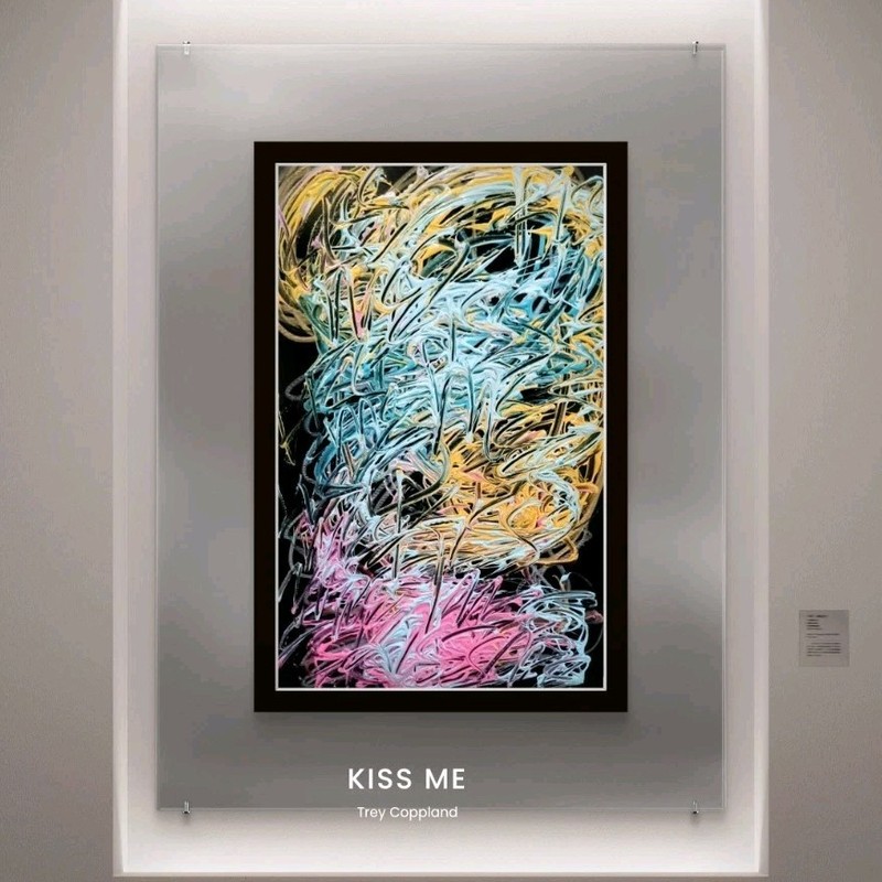 Trey Coppland, Kiss Me Abstract Acrylic Painting, 20+30 in, 2024, Signed