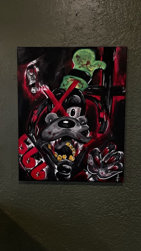 Signed Horror Cartoon & Skull Painting - Contemporary Illustration Art gallery