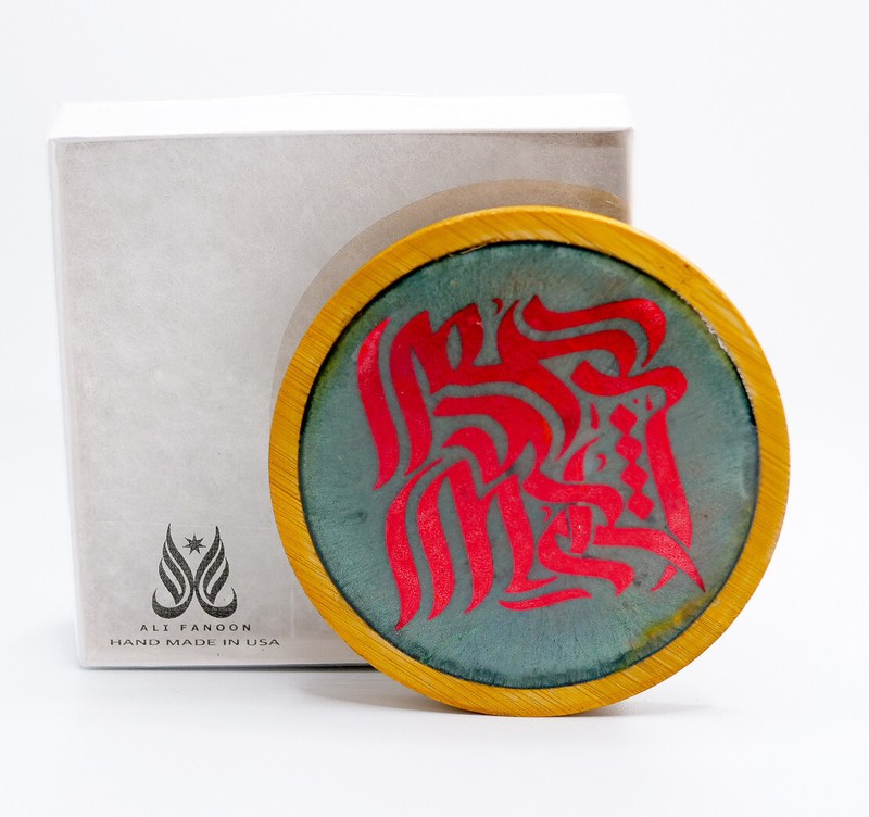 Handmade Epoxy Islamic Calligraphy Magnets on Wooden Coasters