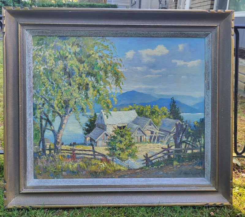 Beautiful Original 1948 Oil Painting on Art Board Called "Country Idle"