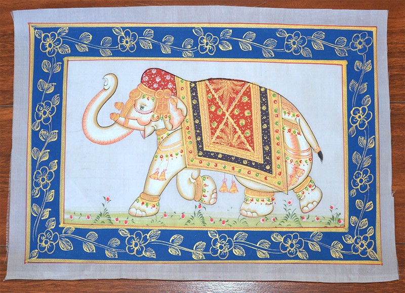DECORATED ELEPHANT MINIATURE PAINTING FROM RAJASTHAN INDIA!