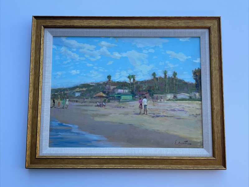 FELICE HROVAT OIL PAINTING Coast Beach CALIFORNIA IMPRESSIONIST LANDSCAPE LISTED