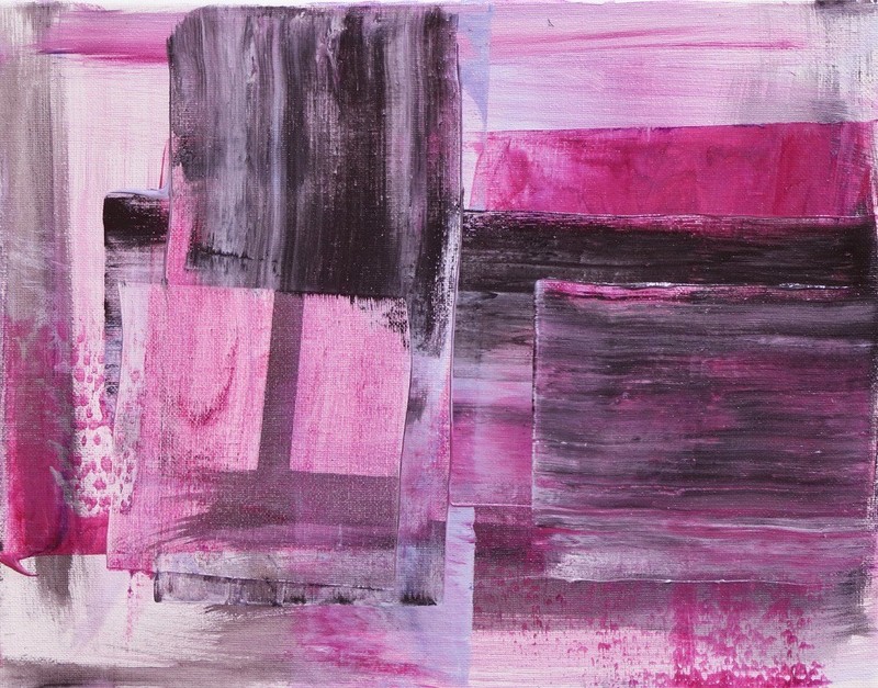 ShawNshawN Abstract Original painting on Canvas 11×14 Pink White Modern Art