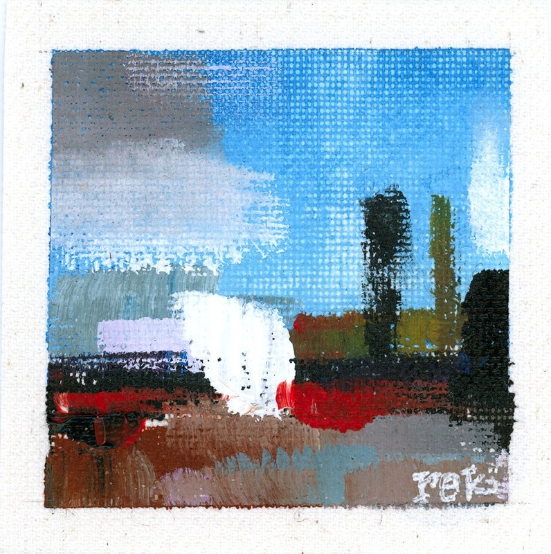 Mini Abstract Landscape Painting 3×3 Original Acrylic Art SLS003