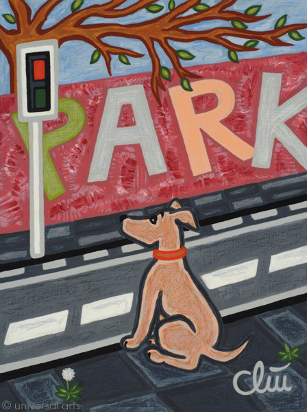 JACQUELINE DITT – Stray Dog going to the Park 2016 Painting Dog Pictures Dogs