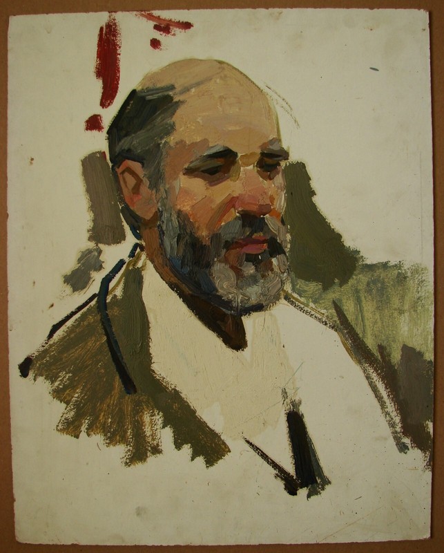 Ukrainian Soviet Oil Painting impressionism realism male portrait bearded man