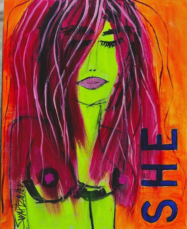 STUNNING «SHE» PAINTING canvas BIG 16 x 20 original SWARTZMILLER DNA SIGNED ART