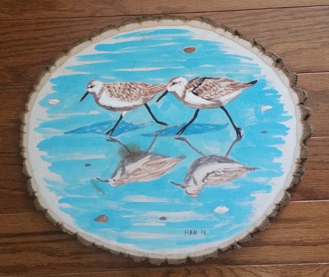Sandpiper 7, Original Acrylic Painting on Wood, Signed, Art, 17×12 inches