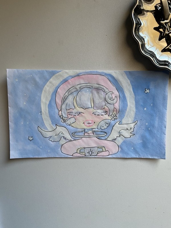 Celestial Pastel Angel Holding Book Doodle On 3×6 Envelope