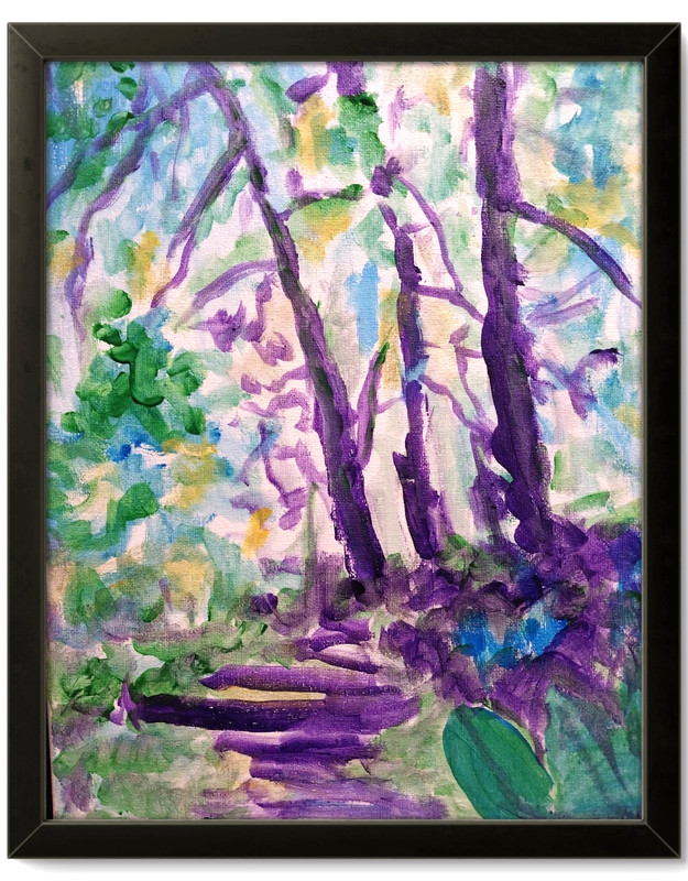 Trees Forest 11×14 Modern Impressionistic Original Canvas Wall Art Acrylic BACH