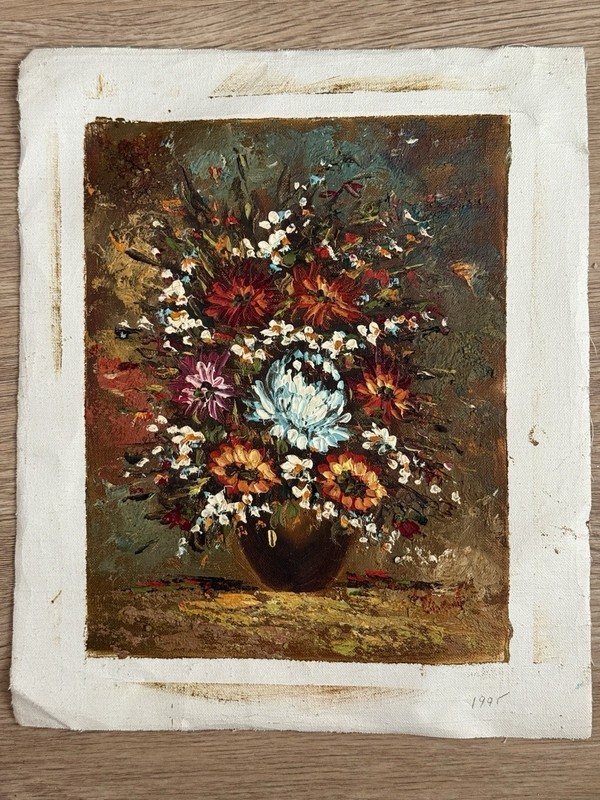 Vtg 1995 Original Oil Painting Impasto Floral Still Life Flowers Signed Post Art gallery