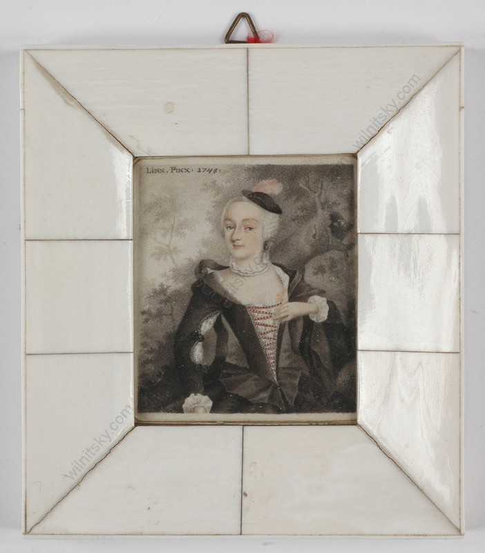 B. Linn (b. ca.1720),»Portrait of an Aristocratic Lady»,extremely rare miniature