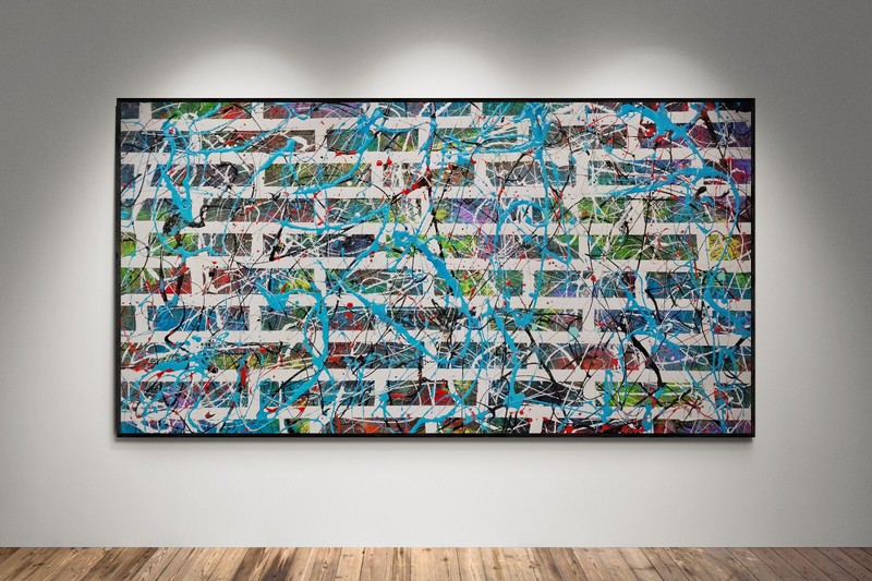 XXL Jackson Pollock Style Brics Wall Multicolor Canvas – 78×39 in – Abstract Art