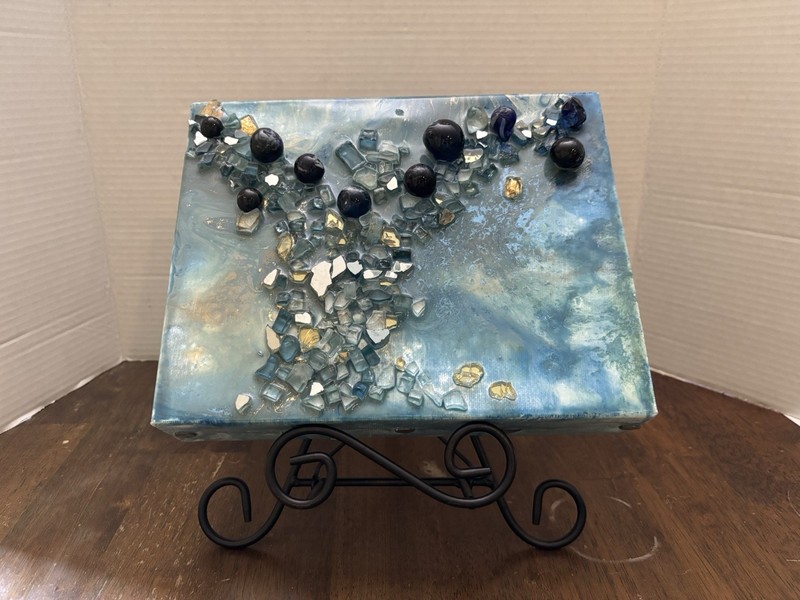 Unique 3D, Mixed Media Resin Geode Painting on Canvas gallery