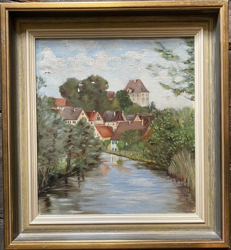 Castle Fortress on Hill Renaissance Who Knows the Place? Oil Painting Old