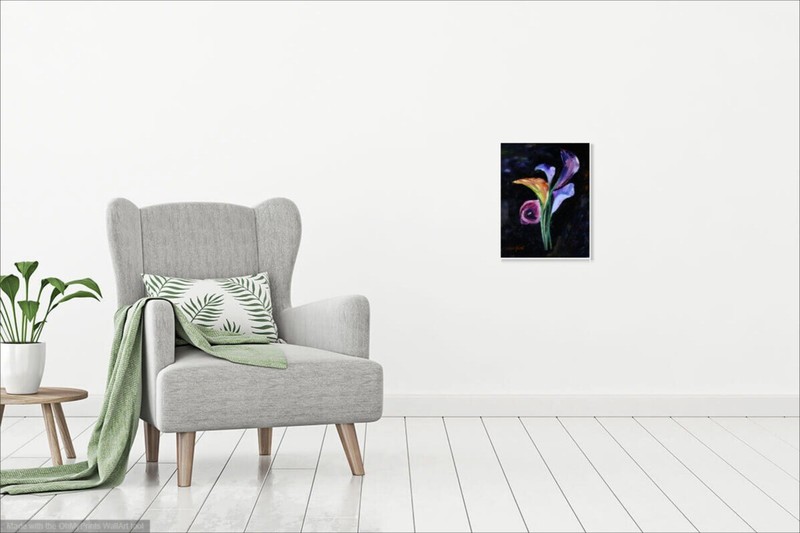 Abstract Bouquet Calla Lilies Original Painting Oil On Canvas Impasto 18 by 14" gallery