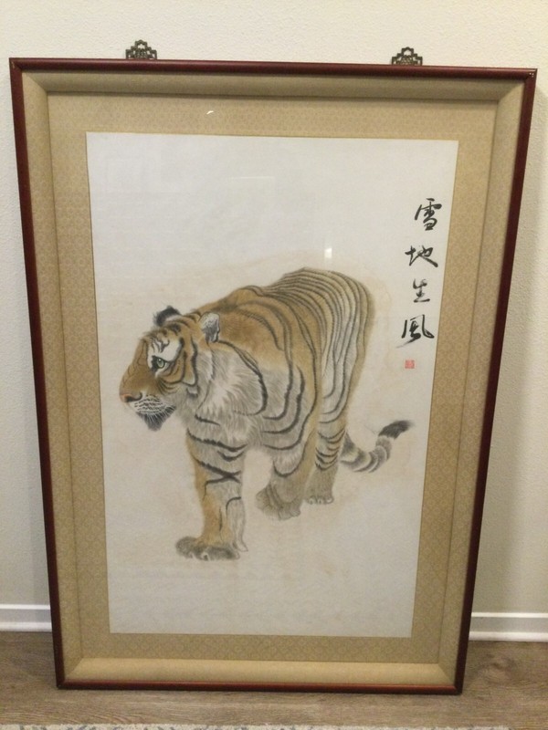 Vintage Asian Tiger Original watercolor Hand Painted Art
