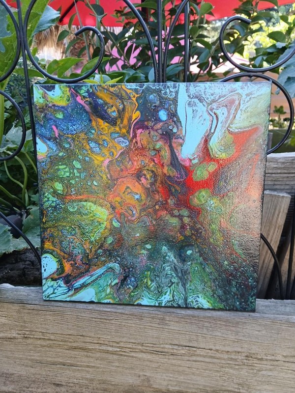 ACRYLIC ART PAINT POUR CANVAS 10×10 MULTICOLOR VERY DIMENSIONAL
