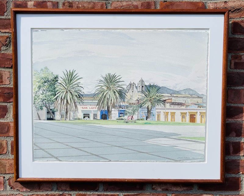Iowa Artist Joseph Alexander Patrick Oaxaca Mexico Landscape Watercolor. Signed