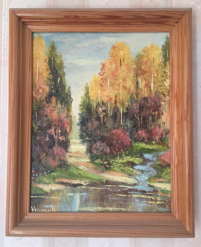 Forest Rivulet by Hasanli, 2008 – original canvas painting with frame
