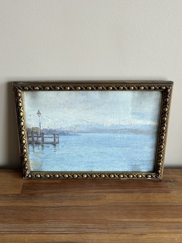 Vincze Bánsághi 1881-1960 Hungary Signed Impressionist Oil Painting Zurich Lake