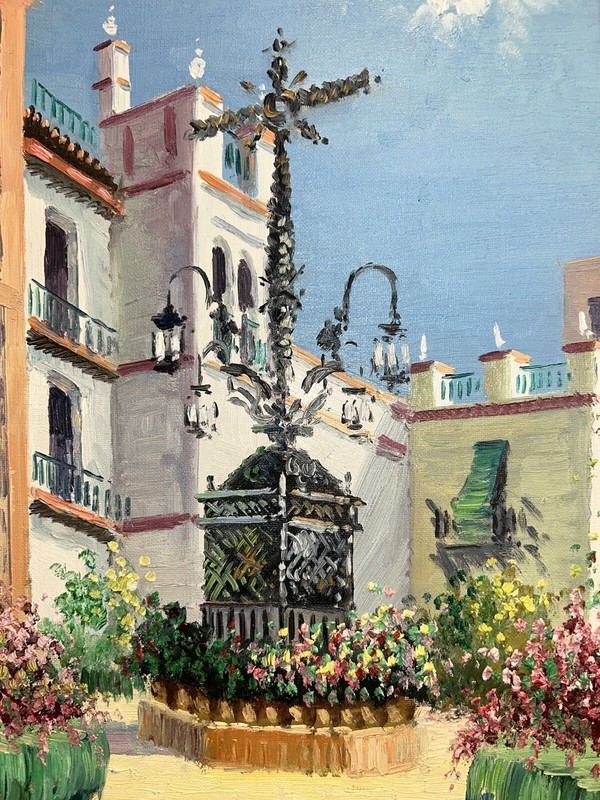 VTG Moreno Impressionist Seville Architecture Canvas Framed 17.25”x 21.25” 1of3 gallery