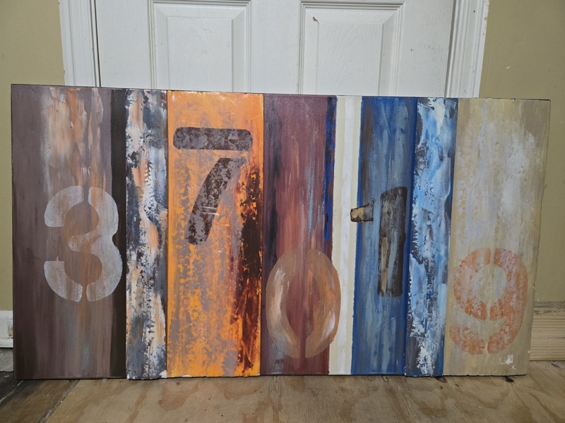 Abstract Numbers Painting on Canvas, Large Multicolor, 24×46 Inches Unframed