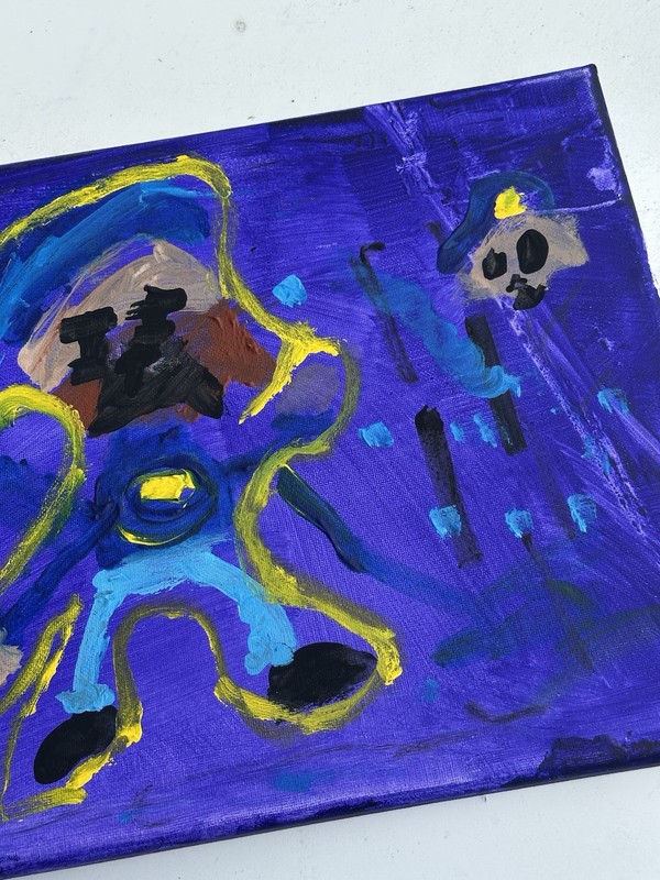 Dogman Original Acrylic Painting On Canvas Signed 8×10 made by a kid artist